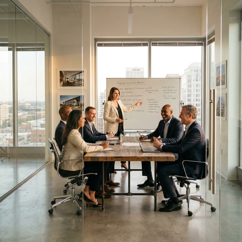 Führungssituation im Management-Meeting — Interim-Geschäftsführung in einem mittelständischen Unternehmen